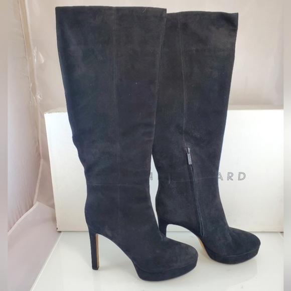 NWT$695 Veronica Beard Suede Dali Knee High Stiletto Heeled Boots in Black Sz 9 - Picture 6 of 16